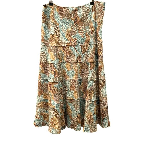 Vintage Jones New York Abstract Print Tiered A-Line Skirt Sz 10 Below Knee Boho - Picture 3 of 5